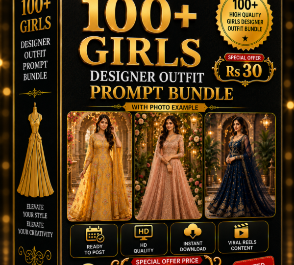100 + GIRLS DESIGNER OUTFIT PROMPT BUNDLE