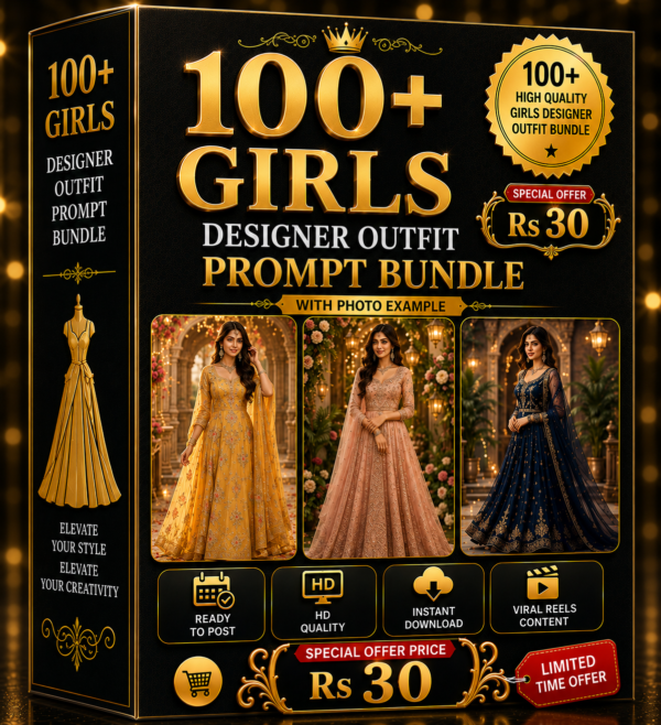 100 + GIRLS DESIGNER OUTFIT PROMPT BUNDLE